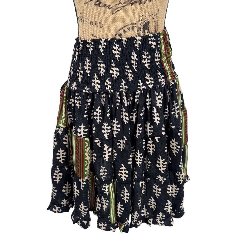 Earthbound Trading Co Tiered Skater Skirt‎ Lg Ruffle Boho Hippie Phoebe Buffay
